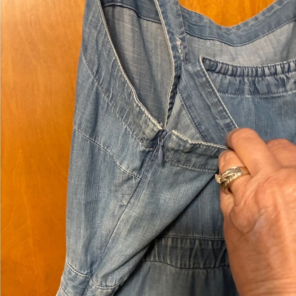 J Crew Light Blue Denim Women's Wide-Leg Overalls pockets 14 - Picture 8 of 11